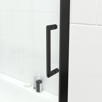 Marenza Slide Quick Fit Badwand - 2 delige schuifdeur - 170x150cm - 6mm veiligheidsglas - anti kalk - mat zwart