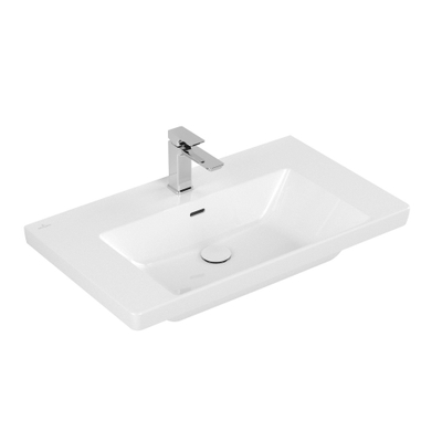 Villeroy & boch subway 3.0 lavabo de meuble 80x47x16.5cm rectangle 1 trou pour robinet avec trou de trop-plein blanc alpin gloss ceramic+