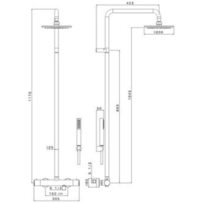 Plieger Napoli colonne de douche thermostatique avec douche de tête ø20cm avec barre de douche à main modèle à 1 position acier inoxydable