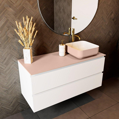 Mondiaz TOP 46 Topblad - 110x46x0.9cm - geschikt voor afdekplaat - Solid surface - Rosee