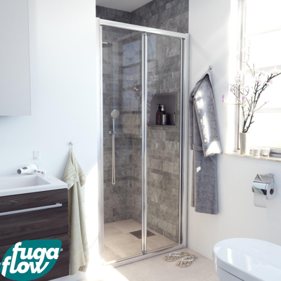 FugaFlow Efficiente Vetro Porte pliante - 90x190cm - verre de sécurité 6mm - profilé alu - anti-calcaire - chrome