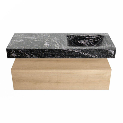 MONDIAZ ALAN - DLUX Badkamermeubelset - 120cm - onderkast - Washed Oak - 1 lade - vrijhangende wastafel - wasbak rechts - 0 kraangaten - Lava