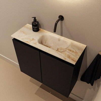 MONDIAZ TURE-DLUX Meuble de toilettes 60 cm Urban. EDEN lavabo Frappe position droite. Sans trou de robinet.