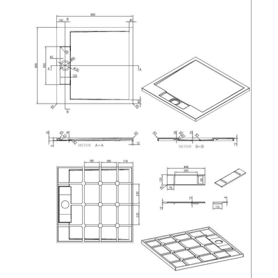 Best Design Decent douchebak Just Solid 90x90x3,5cm lava grijs SHOWROOMMODEL