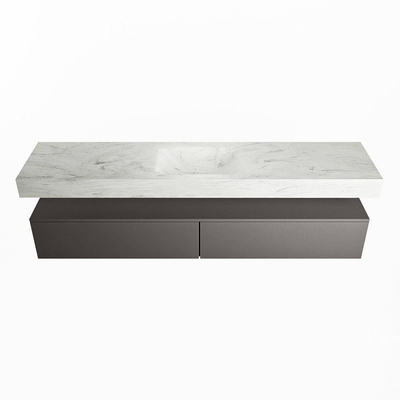 MONDIAZ ALAN - DLUX Badkamermeubelset - 200cm - onderkast - Dark grey - 2 lades - vrijhangende wastafel - wasbak midden - 0 kraangaten - Opalo