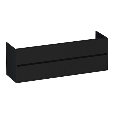 BRAUER Adore wastafelonderkast - 160x46x55cm - 4 softclose lades - greeploos - 2 sifon uitsparingen - mat zwart