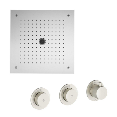 Crosswater MPRO Module inbouw regendoucheset – 38 cm vierkante hoofddouche – zonder handdouche – 3 hendels – RVS geborsteld