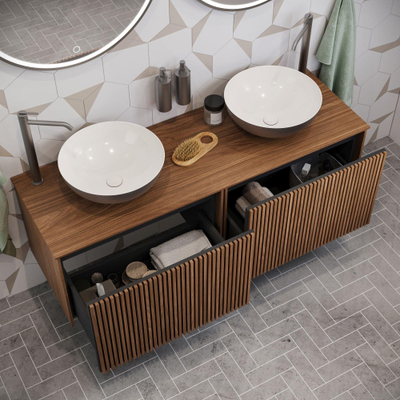 Crosswater Limit Wastafelblad - 140x45.3cm - mdf - royal walnut (hout)