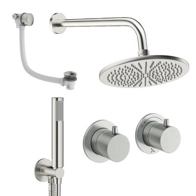 Crosswater MPRO Module inbouw regendoucheset – Ø30 cm hoofddouche – vaste douchehouder – badafvoer – RVS geborsteld