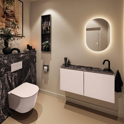MONDIAZ TURE-DLUX 100cm toiletmeubel Rosee. EDEN wastafel Lava positie rechts. Met 1 kraangat.