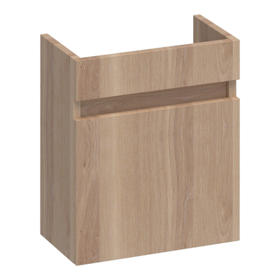 BRAUER Joy Meuble de lavabo - 40x45x22cm - 1 porte - sans poignée - ouverture à gauche - lattes chêne naturel