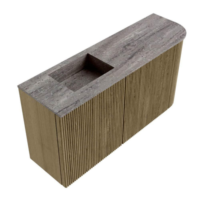 Mondiaz JOYA-DLUX 81.6cm toiletmeubel - ronding rechts kleur Dusk - Wastafel FAYE positie Links 1 kraangat kleur Oza.