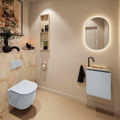 MONDIAZ TURE-DLUX 40cm toiletmeubel Clay. EDEN wastafel Frappe positie rechts. Met 1 kraangat.