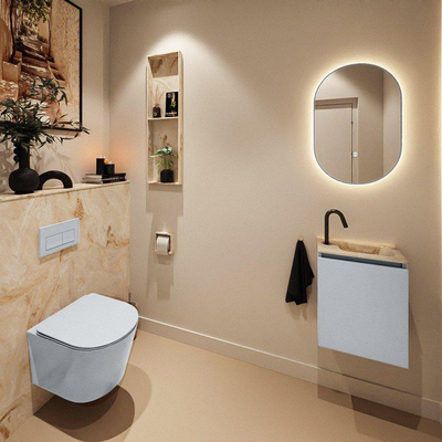 MONDIAZ TURE-DLUX Meuble toilette - 40cm - Clay - EDEN - vasque Frappe - position droite - 1 trou de robinet