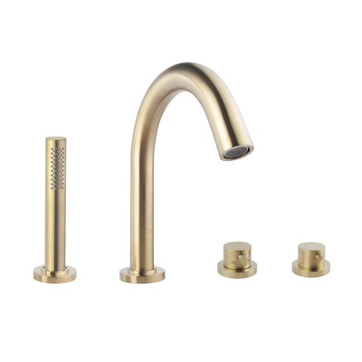 Wiesbaden Caral ensemble de finition pour thermostat de bord de baignoire 4 trous en laiton brossé PVD