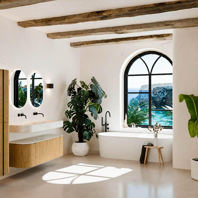 MONDIAZ THOR-DLUX 130cm badmeubel ronding links + rechts kleur Oak met 1 lade en 2 deuren. Vrijhangende wastafel CLOUD Dubbel zonder kraangat kleur Ostra.