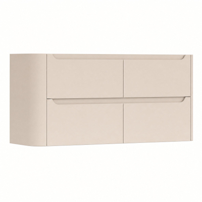 H&R Badmeubelen Juice Wastafelonderkast - 120x45x50cm - linkerhoek afgerond - 4 lades - geïntegreerde greep - merino