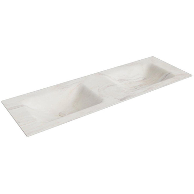 Mondiaz CLOUD Lavabo encastré - 141x1.2x46cm - double - sans trou de robinet - solid surface - Ostra