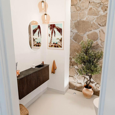 Mondiaz JOYA-DLUX 100cm meuble de toilette - couleur Walnut - Vasque FAYE position Droite 1 trou de robinet couleur Lava.