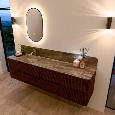 Mondiaz CIRO-DLUX Badkamermeubelset - 190x45x50cm - Solid surface wastafel Oza - 1 wasbak Links - 1 kraangat - 4 lades - Ruby