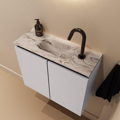 MONDIAZ TURE-DLUX Meuble WC 60 cm Cale. EDEN lavabo Glace position milieu. Avec 1 trou de robinet.