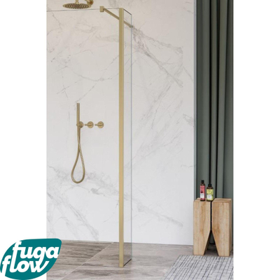 FugaFlow Eccelente Vetro Paroi latérale - 40x200cm - verre clair - 8mm - avec profilé d'angle - Laiton brossé