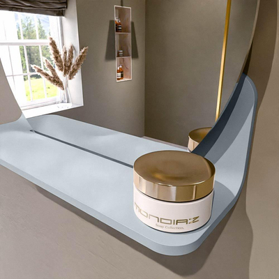 Mondiaz SPOT spiegel – Ø40 cm – met planchet – Clay (bruin)