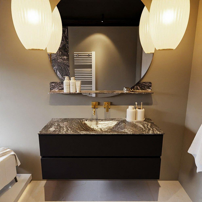 Mondiaz VICA-DLUX ensemble de meuble de salle de bain - 120cm - meuble sous-vasque urban - 2 tiroirs - lavabo encastré cloud milieu - sans trous de robinet - miroir modèle spot - version XL 60cm haut - lave