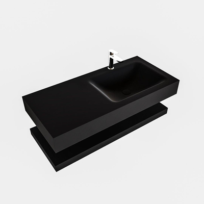 MONDIAZ ALAN 100cm - Badkamermeubelset - solid surface - planchet met vrijhangende wastafel - wasbak rechts - 1 kraangat - urban OUTLETSTORE
