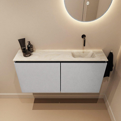 MONDIAZ TURE-DLUX Meuble toilette - 100cm - Plata - EDEN - vasque Ostra - position droite - sans trou de robinet