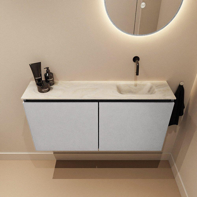MONDIAZ TURE-DLUX meuble WC 100 cm Plata. EDEN vasque Ostra position droite. Sans trou de robinet.