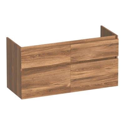 BRAUER Delight Wavy wastafelonderkast 120 4 softclose lades - greeploos - 2 sifon uitsparingen - Honey