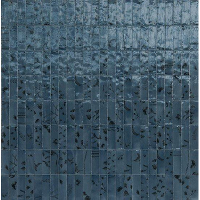 Marazzi Rice M96W Carreau mural décoratif 05X15 Blu Leaf 10mm Brillant