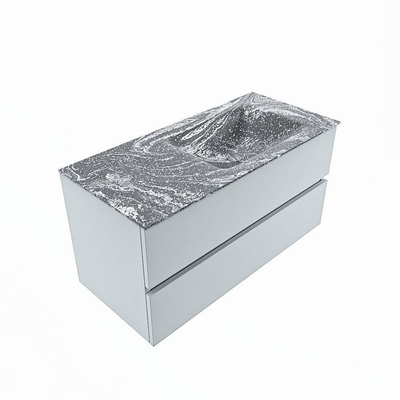 Mondiaz VICA-DLUX ensemble de meuble de salle de bain - 100cm - meuble sous-vasque argile - 2 tiroirs - lavabo encastrée nuage droite - sans trous de robinet - version haute 60cm - lave