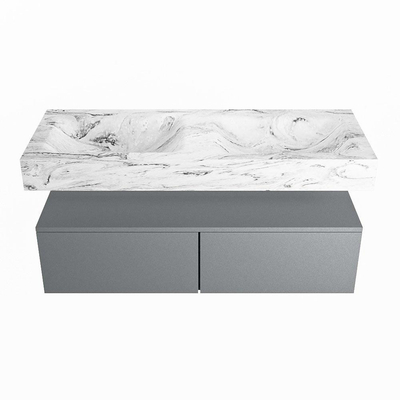 MONDIAZ ALAN - DLUX Badkamermeubelset - 120cm - onderkast - Plata - 2 lades - vrijhangende wastafel - 2 wasbakken - 0 kraangaten - Glace