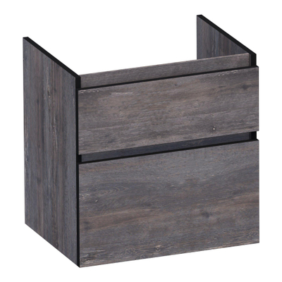 BRAUER Delight Edge wastafelonderkast 60 2 softclose lades - greeploos - 1 sifon uitsparing - Driftwood