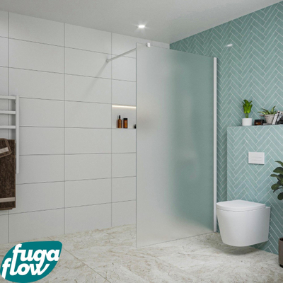 FugaFlow Eccelente Vetro inloopdouche badkamer - 110x200cm - mat glas - wandarm - mat wit