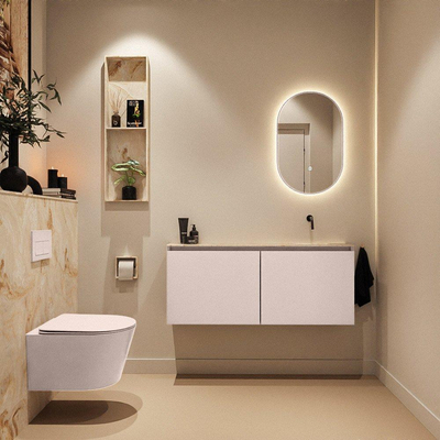 MONDIAZ TURE-DLUX Meuble toilette - 120cm - Rosee - EDEN - vasque Frappe - position droite - sans trou de robinet