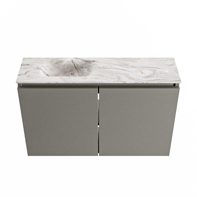 MONDIAZ TURE-DLUX 80cm toiletmeubel Smoke. EDEN wastafel Glace positie links. Met 1 kraangat.