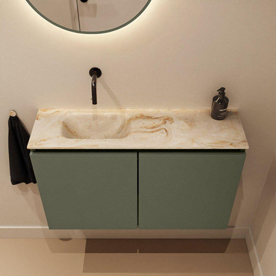 MONDIAZ TURE-DLUX 80cm toiletmeubel Army. EDEN wastafel Frappe positie links. Zonder kraangat.