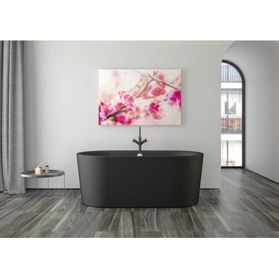 Plieger Kansas Baignoire îlot - 155x80x60cm - avec arrivée d'eau - avec garniture de vidage et de trop-plein - avec pieds - acrylique - noir mat