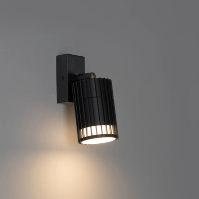 QAZQA Boris Applique murale - 1 lampe - lampe led dimmable - IP44 - Rond - Noir
