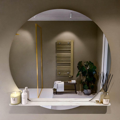 Miroir de salle de bain Mondiaz SPOT - rond 120cm - plan de miroir - couleur Ostra