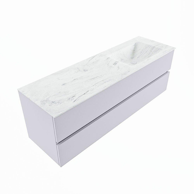 Mondiaz VICA-DLUX ensemble de meuble de salle de bain - 150cm - meuble sous-vasque cale - 2 tiroirs - lavabo encastré cloud droite - sans trous de robinet - version haute de 60cm - opalo