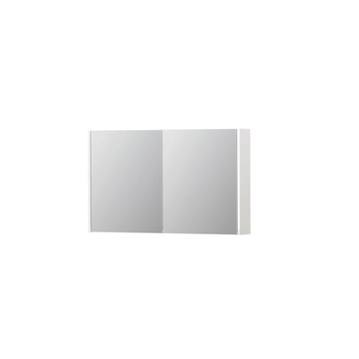 INK SPK1 Spiegelkast - 100x14x60cm - 2 deuren - dubbelzijdige Spiegel - schakelaar en stopcontact - MDF lak wit hoogglans