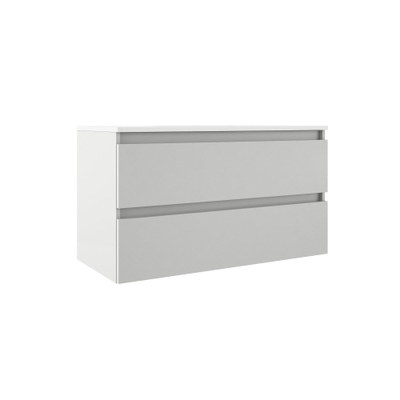 Saniclass Chaci Meuble de salle de bain - 100x45x55cm - lavabo en céramique brillant blanc - 1 vasque - 1 trou de robinet - 2 tiroirs - blanc mat
