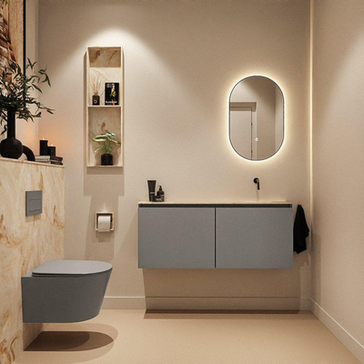 MONDIAZ TURE-DLUX 120cm toiletmeubel Smoke. EDEN wastafel Frappe positie rechts. Zonder kraangat.