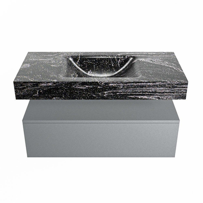 MONDIAZ ALAN - DLUX Badkamermeubelset - 100cm - onderkast - Plata - 1 lade - vrijhangende wastafel - wasbak midden - 0 kraangaten - Lava