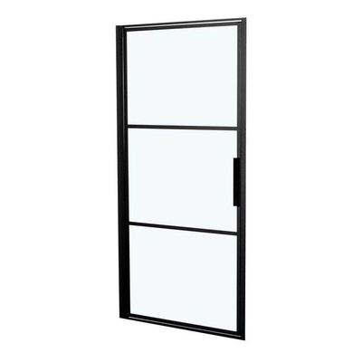 Riho Grid porte pivotante 100x200cm profil noir et verre clair