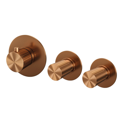BRAUER Stripe Inbouwthermostaat - 2 stopkranen - inclusief inbouwdeel - geborsteld koper PVD